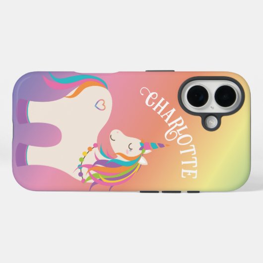 かわいい虹のユニコーンパーソナライズされた名 Case-Mate iPhoneケース (裏面 (横))