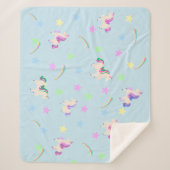 かわいい虹のユニコーン星のグラデーション模様 シェルパブランケット (正面)