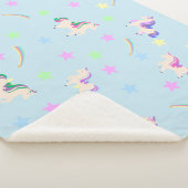 かわいい虹のユニコーン星のグラデーション模様 シェルパブランケット (3/4)