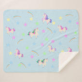 かわいい虹のユニコーン星のグラデーション模様 シェルパブランケット (正面(横))