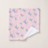 かわいい虹のユニコーン星のグラデーション模様 バスタオルセット (ウォッシュタオル)