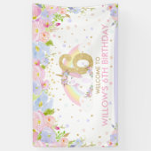 かわいい虹のユニコーン第6誕生日ウェルカムバックドロップ 横断幕 (縦)