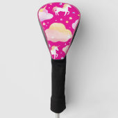 かわいい虹のユニコーン魔法のガーリー誕生日の子供 ゴルフヘッドカバー (正面)