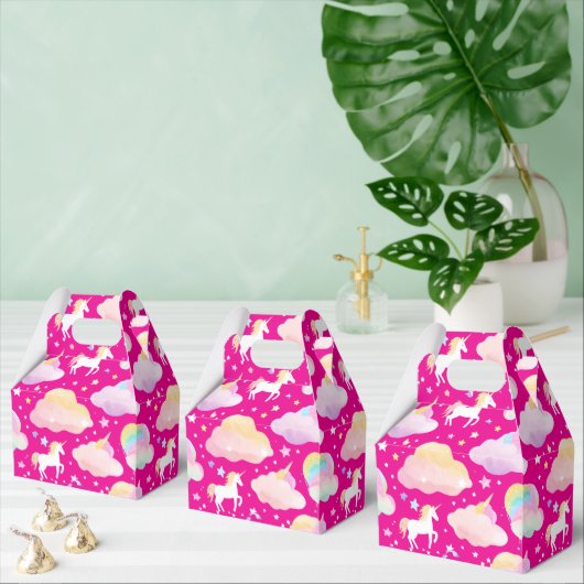 かわいい虹のユニコーン魔法のガーリー誕生日の子供 フェイバーボックス (複数)