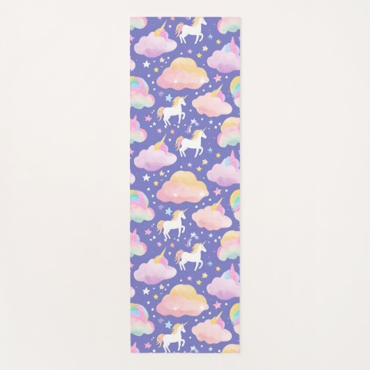 かわいい虹のユニコーン魔法のガーリー誕生日の子供 ヨガマット (正面)