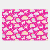 かわいい虹のユニコーン魔法のガーリー誕生日の子供 ラッピングペーパーシート (正面)