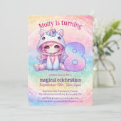 かわいい虹のユニコーン8th魔法の誕生日 招待状 (スタンド正面)