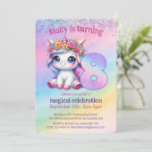 かわいい虹のユニコーン8th魔法の誕生日 招待状 (スタンド正面)