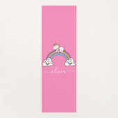 かわいい虹のユニコーン、名前入りヨガマット ヨガマット (正面)