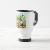 かわいい虹のレプラコーンと金貨 トラベルマグ (正面右)