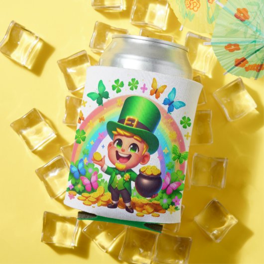 かわいい虹のレプラコーンと金貨 缶クーラー (インサイチュ 夏)