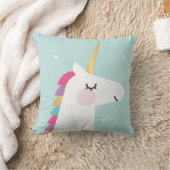 かわいい虹の一モダン角獣 クッション (ブランケット)
