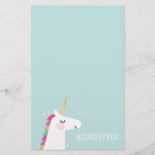 かわいい虹の一モダン角獣 便箋 (正面)