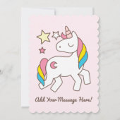 かわいい虹の一角星とスターズダイヤモンドベイビーシャワー 招待状 (裏面)