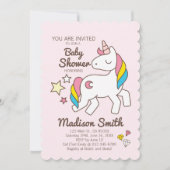 かわいい虹の一角星とスターズダイヤモンドベイビーシャワー 招待状 (正面)