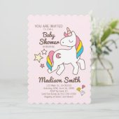 かわいい虹の一角星とスターズダイヤモンドベイビーシャワー 招待状 (スタンド正面)