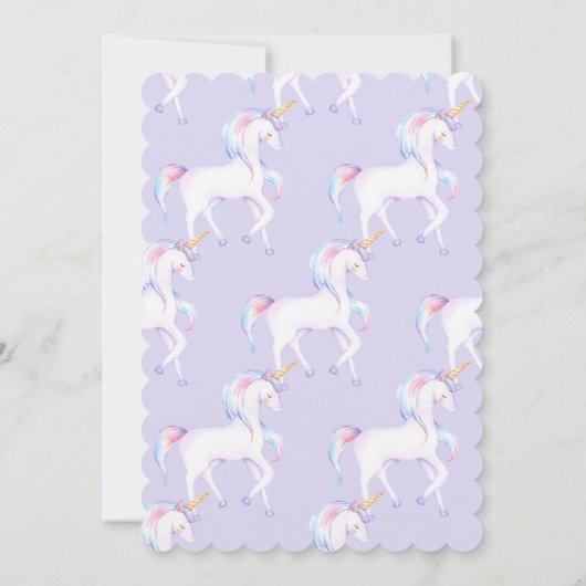 かわいい虹の一角獣の少女の誕生日パーティー 招待状 (裏面)