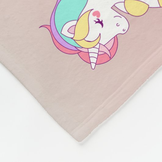 かわいい虹の一角獣グラデーション、 フリースブランケット (角)