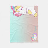 かわいい虹の一角獣グラデーション、 フリースブランケット (正面)