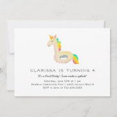 かわいい虹の一角獣フローティプール誕生パーティー 招待状 (正面)