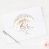 かわいい虹の一角獣2歳の誕生日ありがとう ラウンドシール (封筒)