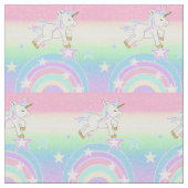 かわいい虹の一角獣 ファブリック (クローズアップ)
