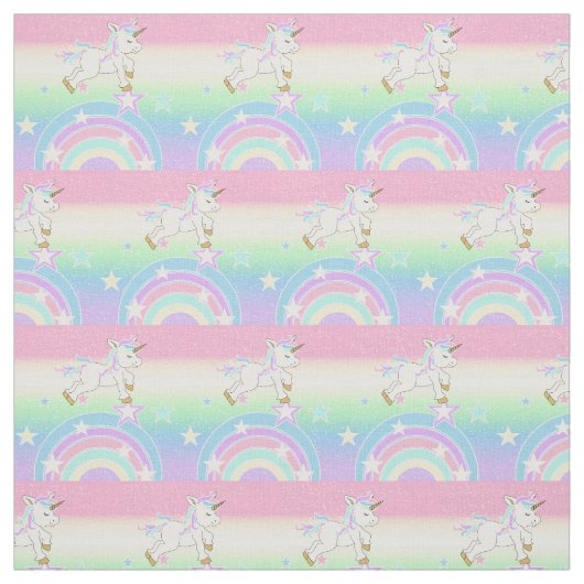 かわいい虹の一角獣 ファブリック (見本)