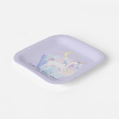 かわいい虹の一角獣(ユニコーン)少女の誕生日パーティー ペーパープレート (傾斜あり)