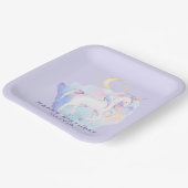 かわいい虹の一角獣(ユニコーン)少女の誕生日パーティー ペーパープレート (傾斜あり)