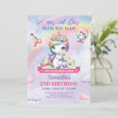 かわいい虹の一角花2nd誕生日 招待状 (スタンド正面)