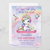 かわいい虹の一角花2nd誕生日 招待状 (正面/裏面)