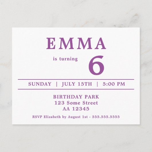 かわいい虹の一角誕生日パーティーの招待状 インビテーションポストカード (裏面)