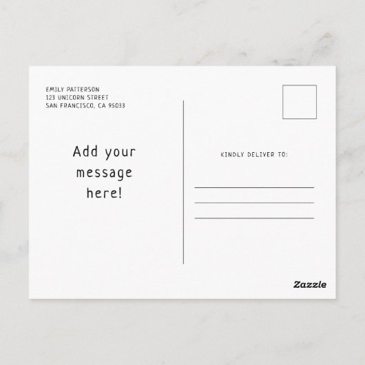 かわいい虹の一角誕生日パーティーの招待状 ポストカード (裏面)