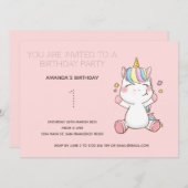 かわいい虹の一角誕生日パーティーの招待状 招待状 (正面/裏面)