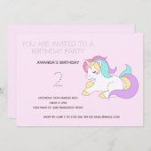 かわいい虹の一角誕生日パーティーの招待状 招待状 (正面/裏面)