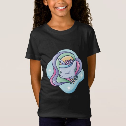 かわいい虹の一角 Tシャツ (正面)