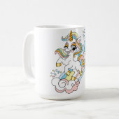 かわいい虹の上のユニコーン コーヒーマグカップ (正面左)
