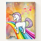 かわいい虹の上のユニコーン 名前を入れて ノートブック (裏面)