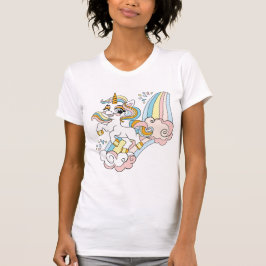 かわいい虹の上のユニコーン Tシャツ