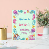 かわいい虹の人魚のナローフィッシュユニコーン誕生日 アクリルサイン (ウェディング)