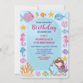 かわいい虹の人魚のナローフィッシュユニコーン誕生日 セーブザデート (正面)