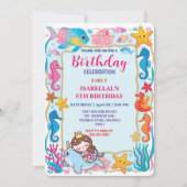 かわいい虹の人魚のナローフィッシュユニコーン誕生日 セーブザデート (正面)