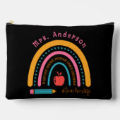 かわいい虹の先生感謝ギフトブラック アクセサリーポーチ (正面)