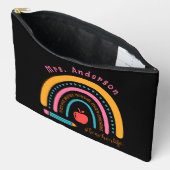 かわいい虹の先生感謝ギフトブラック アクセサリーポーチ (見開き)