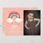 かわいい虹の写真の誕生日招待状 招待状 (正面/裏面)