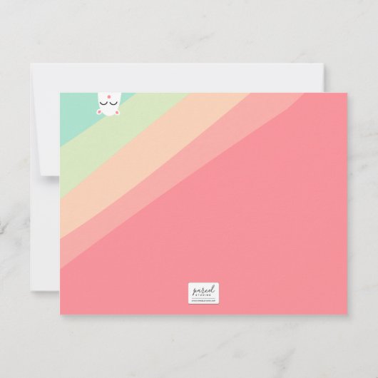 かわいい虹の動物が幸せ感謝していに サンキューカード (裏面)