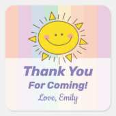 かわいい虹の太陽の光ありがとう'来s スクエアシール (正面)