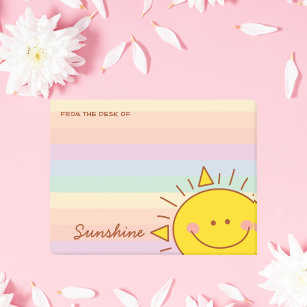 かわいい虹の太陽の光の机から ポストイット