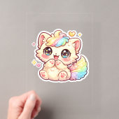 かわいい虹の子猫のパステルカラーのふわふわ猫ステッカー アクリル招待状 (インサイチュ (ポータブル))