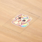 かわいい虹の子猫のパステルカラーのふわふわ猫ステッカー アクリル招待状 (レイダウン)